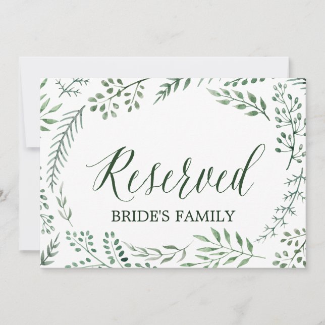 Invitation Pancarte de mariage "Réservé" Couronne Rustique Ve (Devant)