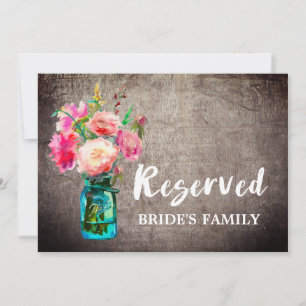 Invitation Pancarte de mariage réservée avec pot Mason rustiq