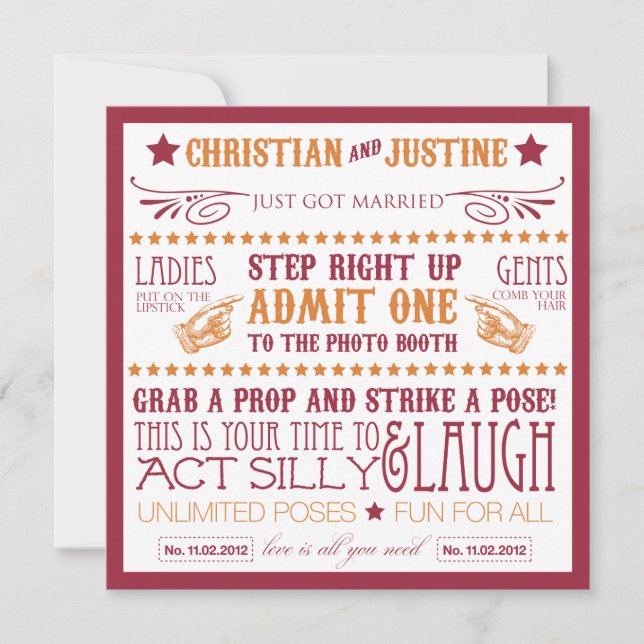 Invitation Pancarte de Photomaton (Devant)