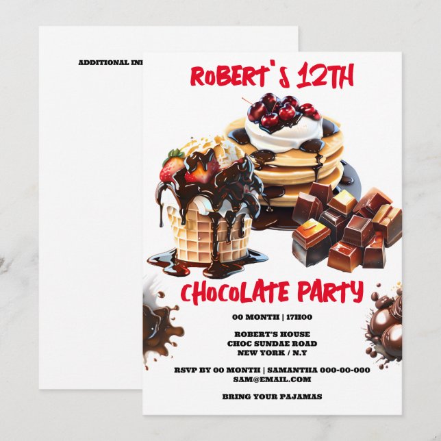 Invitation Pancartes glacées à la fête du chocolat garnitures (Devant / Derrière)