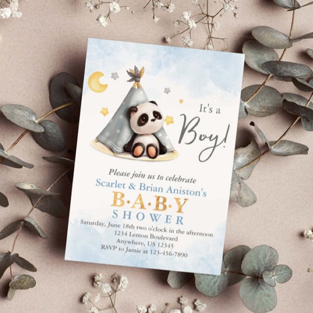 Invitation Panda Boho mignonne dans le Baby shower de tente (Créateur téléchargé)