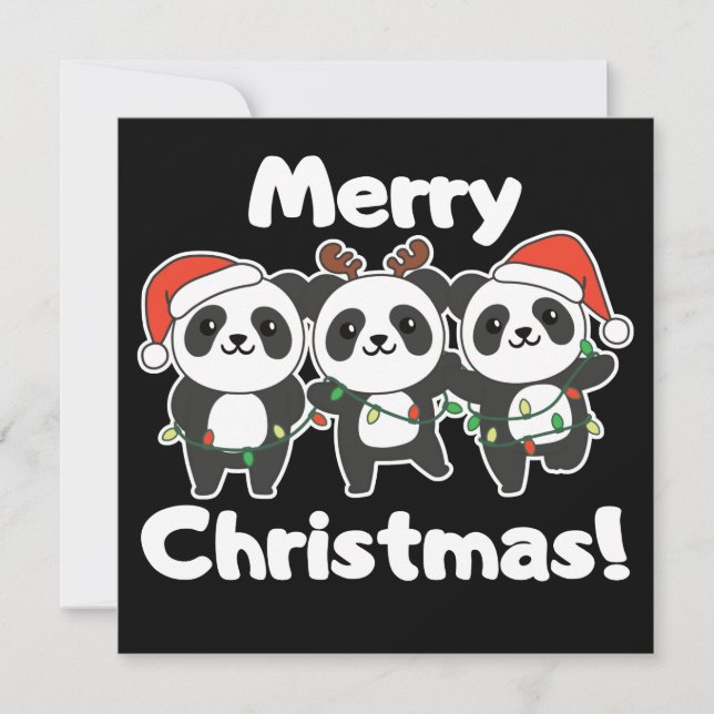 Invitation Panda Christmas Animaux Pandas Joyeux Noël Inv (Devant)