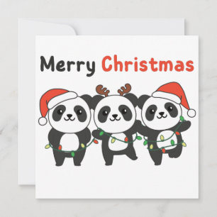 Invitation Panda Christmas Animaux Pandas Joyeux Noël Inv