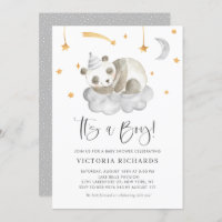 Panda couché mignon gris C'est un Baby shower garç