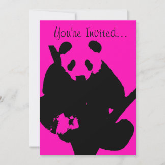 Invitation Panda de mode rose noir