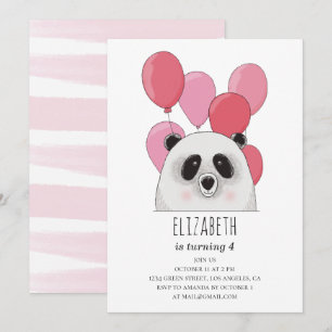 Invitation Panda mignonne. Animal drôle. Parti anniversaire d