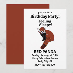 Invitation Panda roux se sentant endormi Anniversaire drôle d