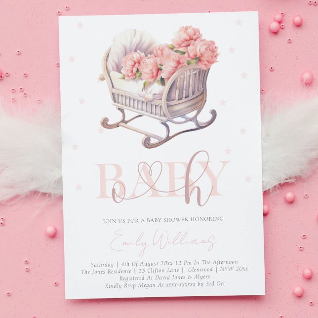 Invitation Panier bébé baby shower pastel (Créateur téléchargé)