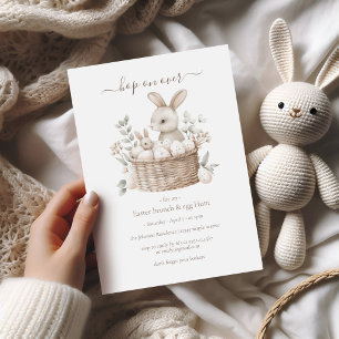 Invitation Panier de Pâques avec œufs pour brunch et chasse a