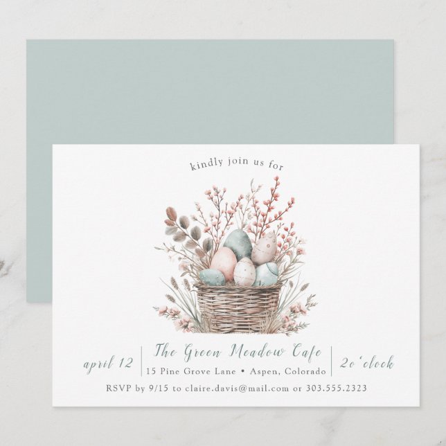 Invitation Panier de Pâques brunch pastel Bloom (Devant / Derrière)