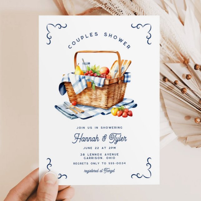 Invitation Panier de pique-nique Marine Blue Couples Fête des (Créateur téléchargé)