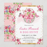 Panier floral rose et papillons Brunch de Pâques