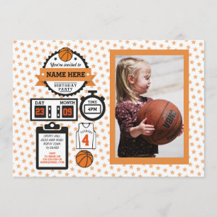 Invitation Panier Photo Fête d'anniversaire Basket Ball Sport