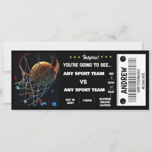 Invitation Panière-cadeau de basketball BILLET SURPRISE