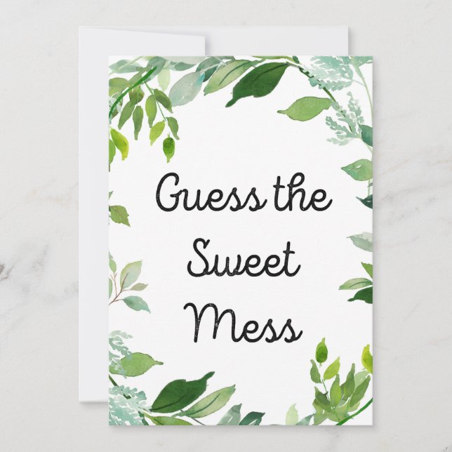 Invitation Panneau Baby shower botanique vert 5x7" Taille (Devant)