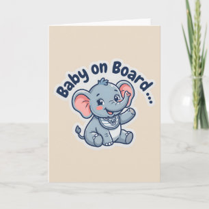 Invitation Panneau Bébé Éléphant Mignon à Bord