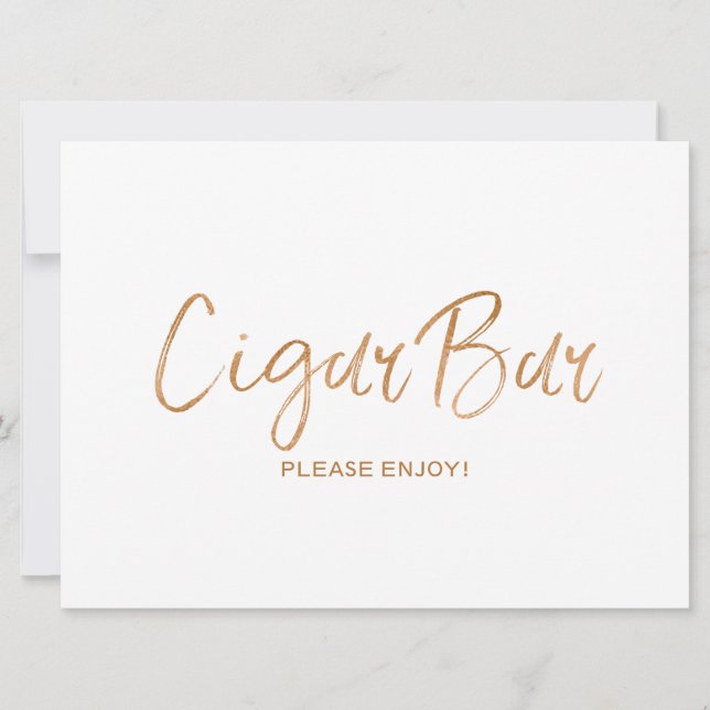 Invitation Panneau "Cigar Bar" pour mariage | Rose dorée élég (Devant)