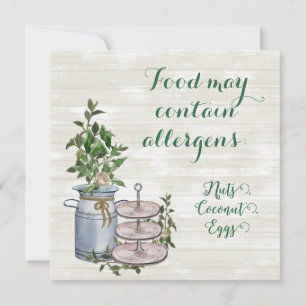 Invitation Panneau d'allergène alimentaire pour la ferme à th
