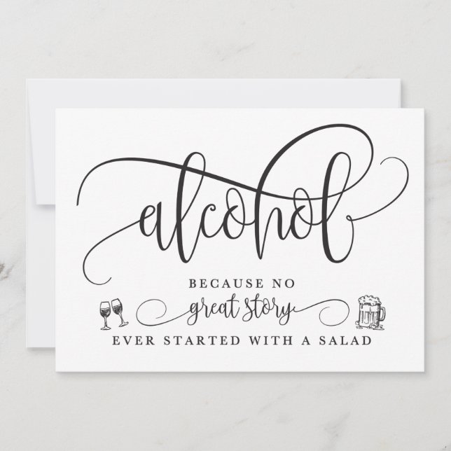 Invitation Panneau de bar à alcool de mariage (Devant)