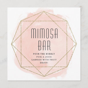 Invitation Panneau de bar Mimosa à paillettes fausses aquarel