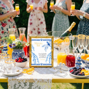 Invitation Panneau de bar Mimosa élégant oiseau bleu