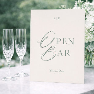 Invitation Panneau de bar ouvert vert sauge élégant