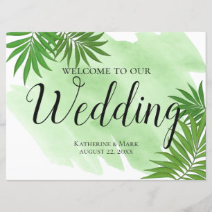 Invitation Panneau de bienvenue de mariage Feuilles de palmie