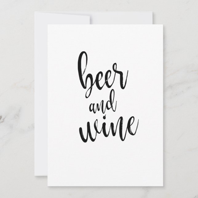 Invitation Panneau de bière et de vin noir et blanc abordable (Devant)