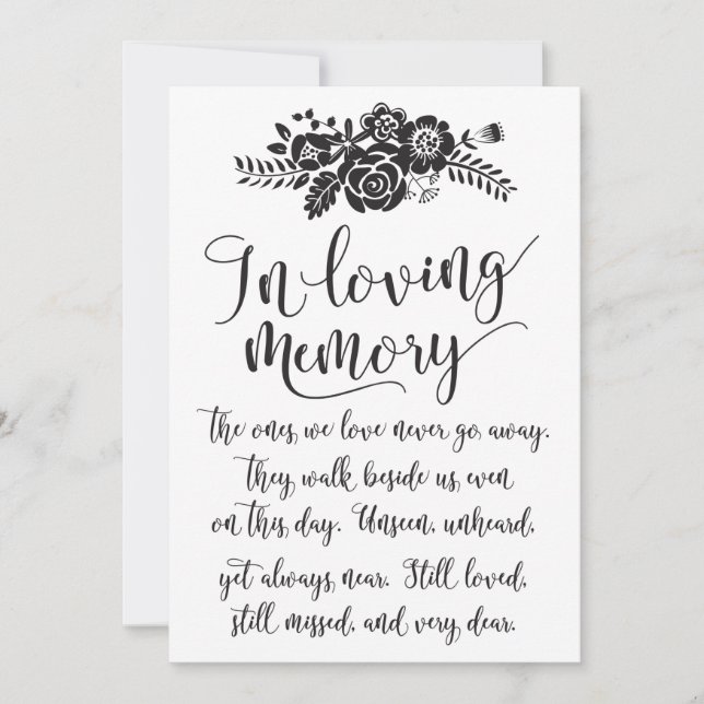 Invitation Panneau de cérémonie de mariage en souvenir à la m (Devant)