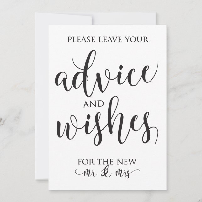 Invitation Panneau de décoration de mariage pour conseils et  (Devant)
