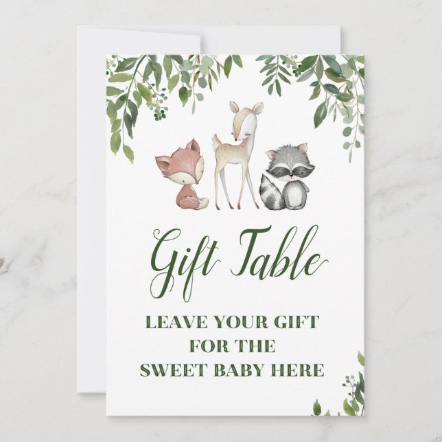 Invitation Panneau de fête Woodland - Panneau de table cadeau (Devant)