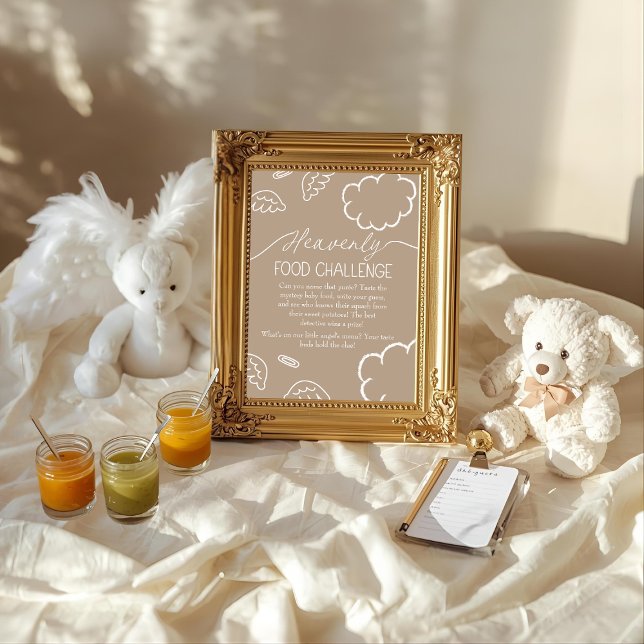Invitation Panneau de jeu de défi de nourriture pour bébé Bei (Heavenly Beige Baby Food Challenge Game Sign)