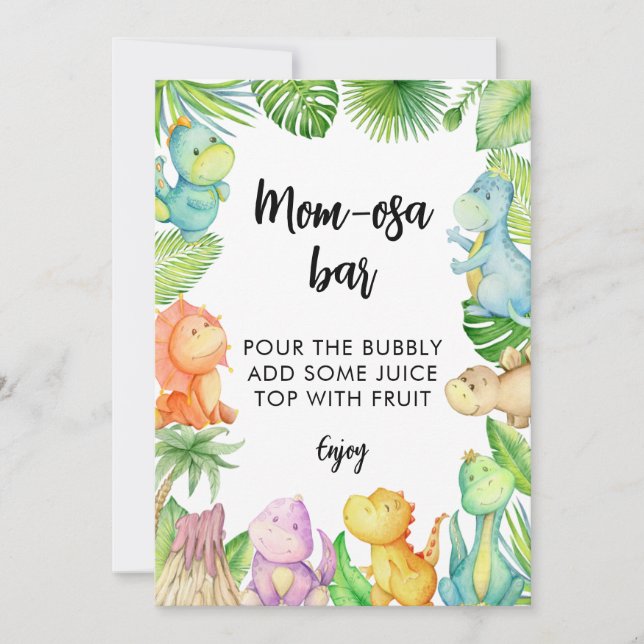 Invitation Panneau de la barre de Dinosaur Baby shower Mom-os (Devant)