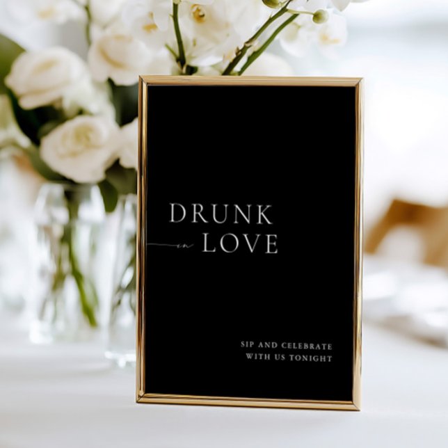 Invitation Panneau de la barre de Mariage moderne White Drunt (Modern White Drunk in Love Wedding Bar Sign)