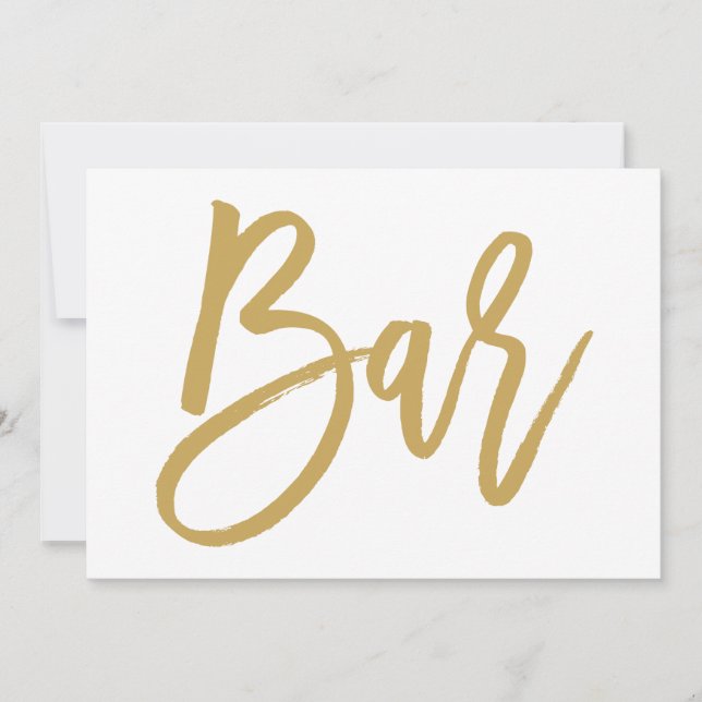 Invitation Panneau de la barre de Mariage or Lettré à la main (Devant)