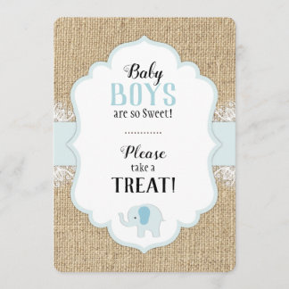 Invitation Panneau de la table de Baby shower bleu de dentell