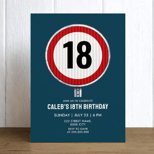 Invitation Panneau de limitation de vitesse pour 18 ans - TOU