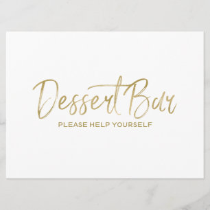 Invitation Panneau de mariage "Bar à desserts"   Doré élégant