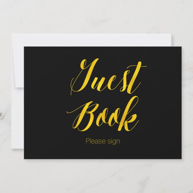 Invitation Panneau de mariage chic en feuille dorée "Livre d' (Devant)