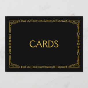 Invitation Panneau de mariage de style Art déco or "Cartes"