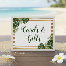 Panneau de mariage Gold Foil & Green Palm Leaf Bea