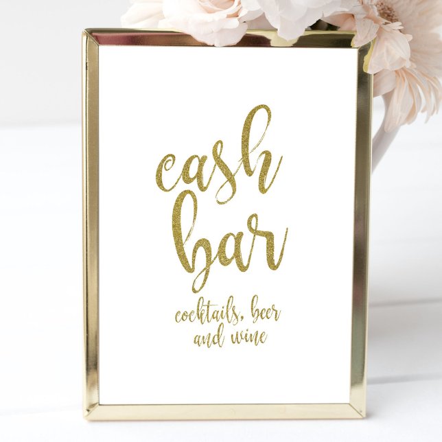 Invitation Panneau de mariage pas cher en or pailleté Bar Cas (Créateur téléchargé)