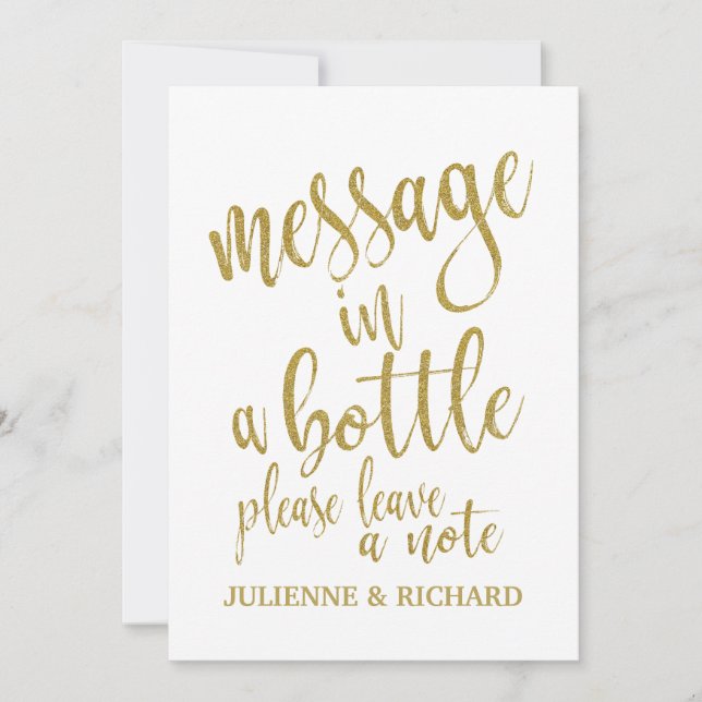Invitation Panneau de Mariage Pas Cher Message dans une Boute (Devant)