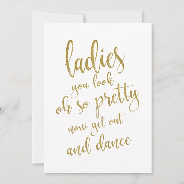 Invitation Panneau de Mariage Pas Cher Salle de Bain Dames Or (Devant)