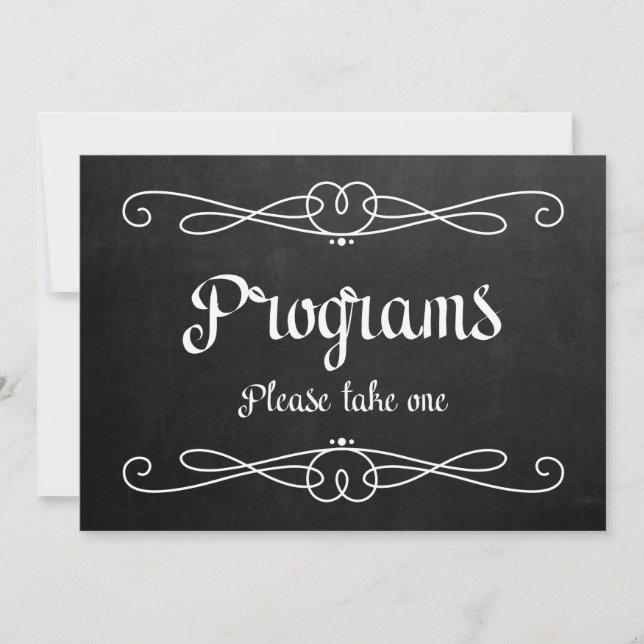 Invitation Panneau de mariage "Programmes" style tableau noir (Devant)
