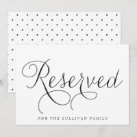 Panneau de mariage réservé Black Dainty Script
