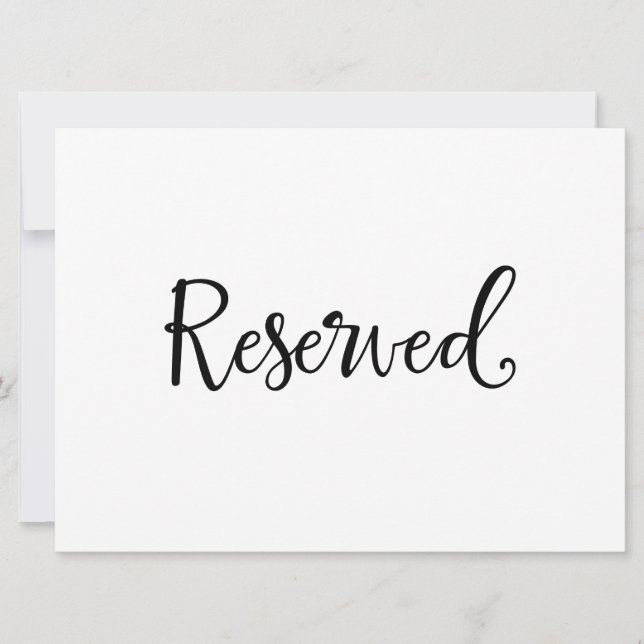 Invitation Panneau de mariage "Réservé" | Calligraphie Rustiq (Devant)
