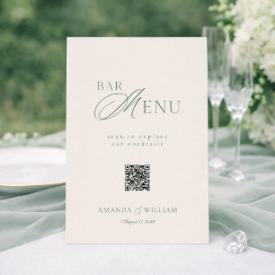 Invitation Panneau de menu de bar de mariage avec code QR ver