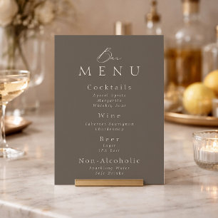 Invitation Panneau de menu de bar de mariage élégant taupe