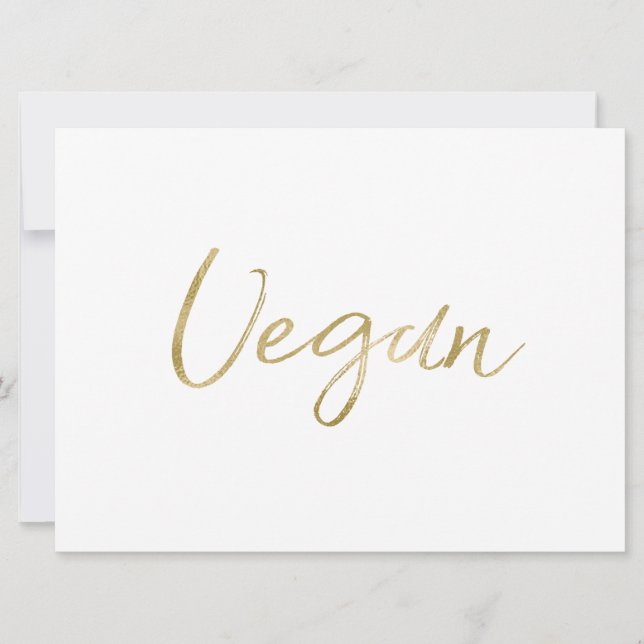 Invitation Panneau de nourriture "Végétalien" | Lettres dorée (Devant)